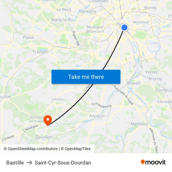 Bastille to Saint-Cyr-Sous-Dourdan map