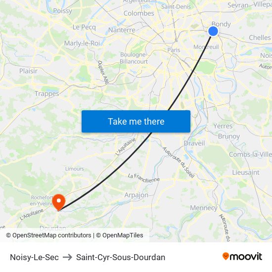 Noisy-Le-Sec to Saint-Cyr-Sous-Dourdan map