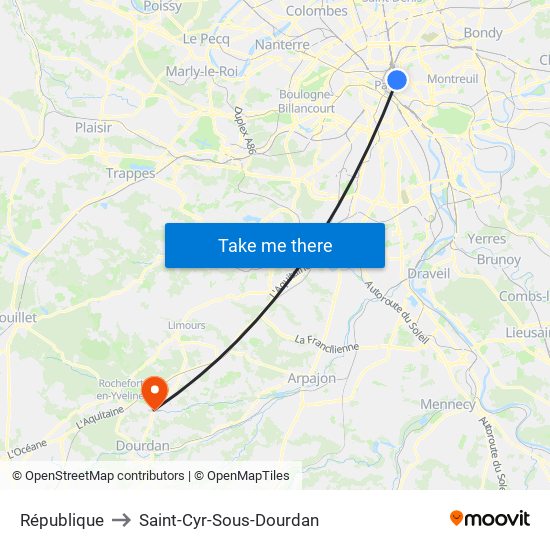 République to Saint-Cyr-Sous-Dourdan map