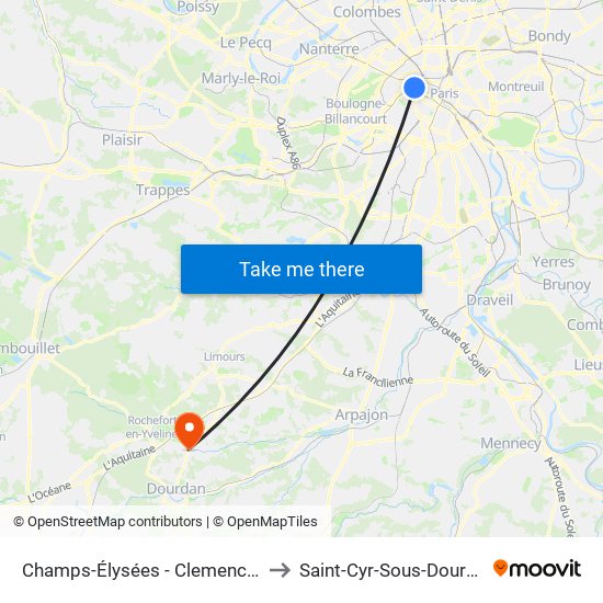 Champs-Élysées - Clemenceau to Saint-Cyr-Sous-Dourdan map