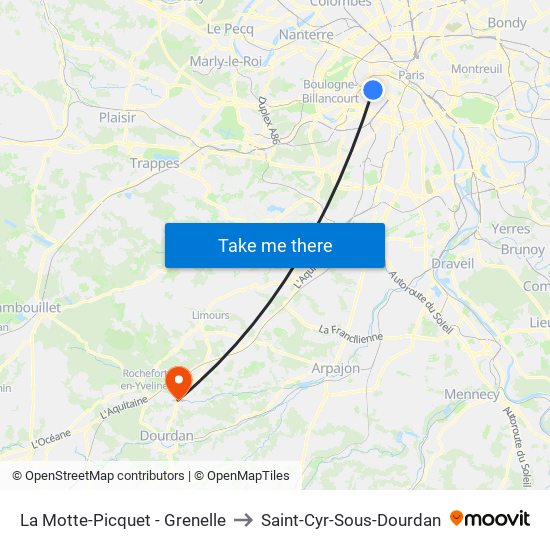La Motte-Picquet - Grenelle to Saint-Cyr-Sous-Dourdan map