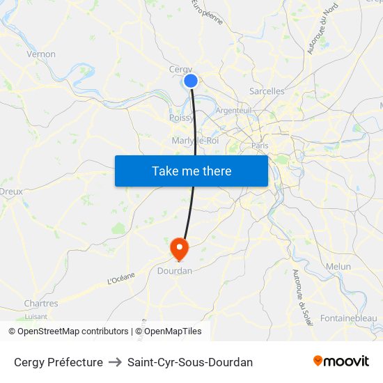 Cergy Préfecture to Saint-Cyr-Sous-Dourdan map