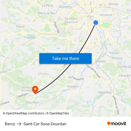 Bercy to Saint-Cyr-Sous-Dourdan map