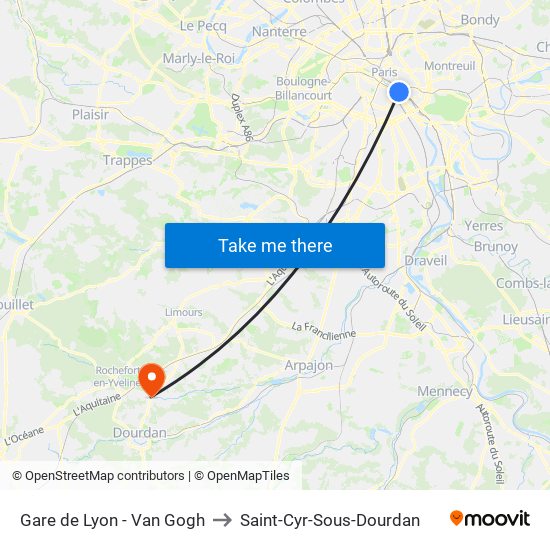 Gare de Lyon - Van Gogh to Saint-Cyr-Sous-Dourdan map