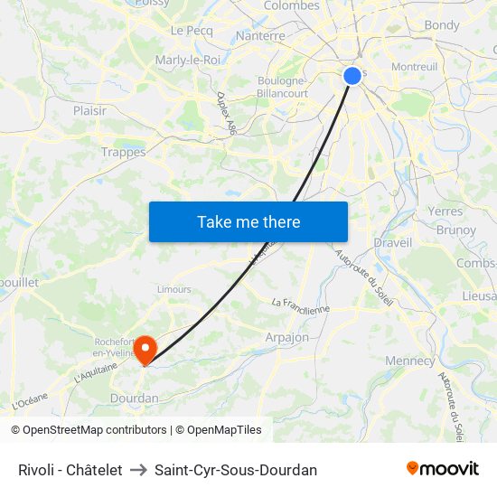 Rivoli - Châtelet to Saint-Cyr-Sous-Dourdan map