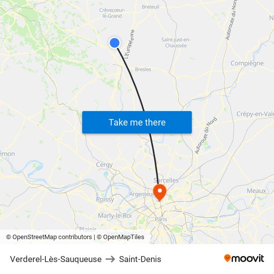 Verderel-Lès-Sauqueuse to Saint-Denis map