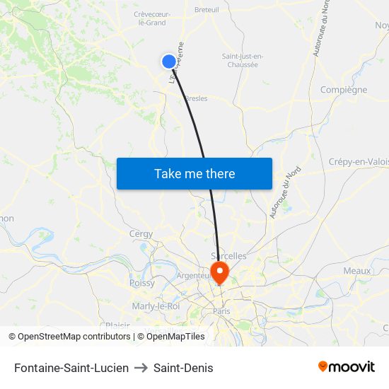 Fontaine-Saint-Lucien to Saint-Denis map