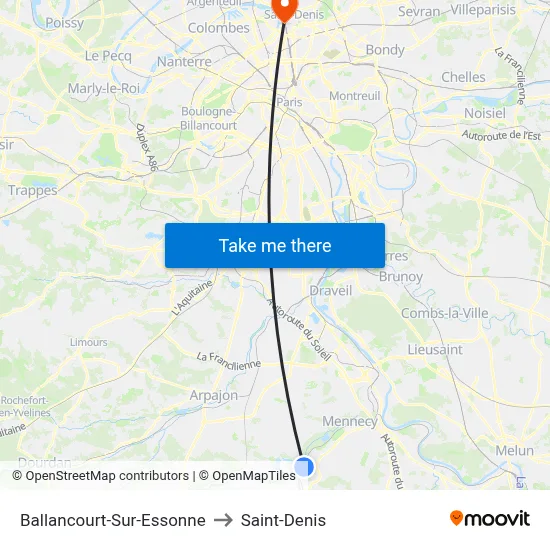 Ballancourt-Sur-Essonne to Saint-Denis map