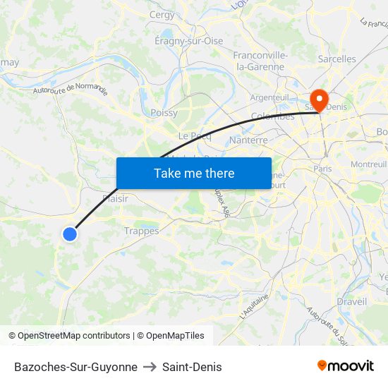 Bazoches-Sur-Guyonne to Saint-Denis map