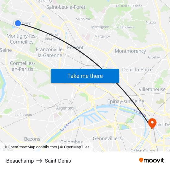 Beauchamp to Saint-Denis map