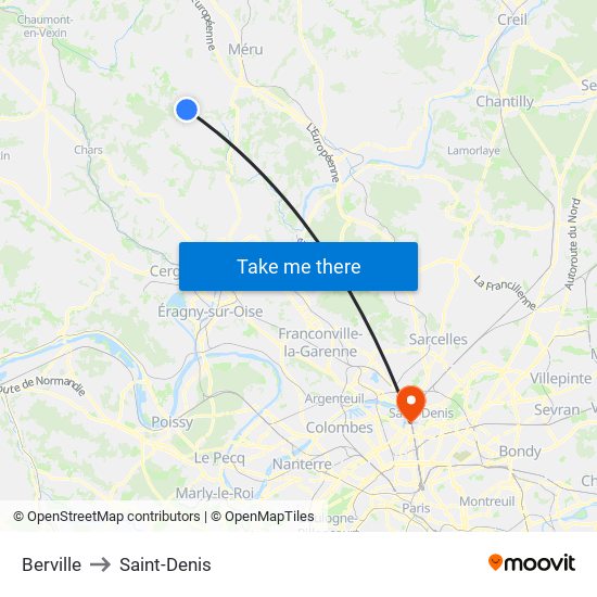 Berville to Saint-Denis map