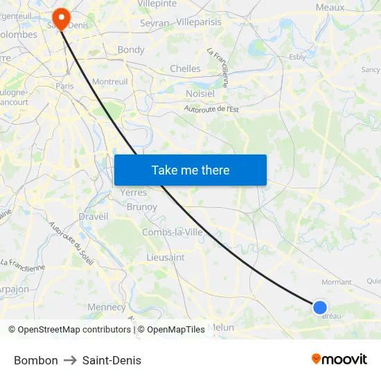 Bombon to Saint-Denis map
