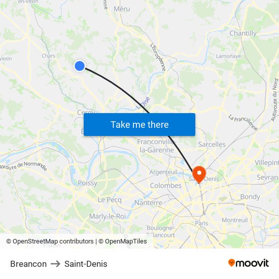 Breancon to Saint-Denis map