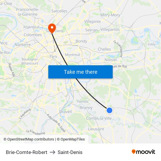 Brie-Comte-Robert to Saint-Denis map