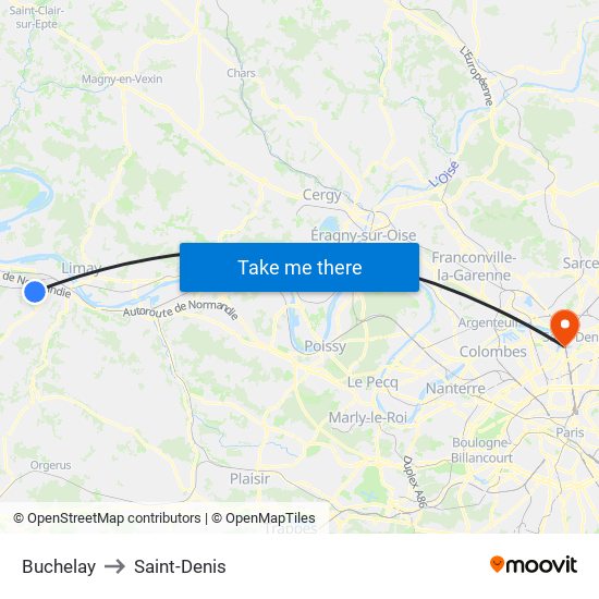 Buchelay to Saint-Denis map