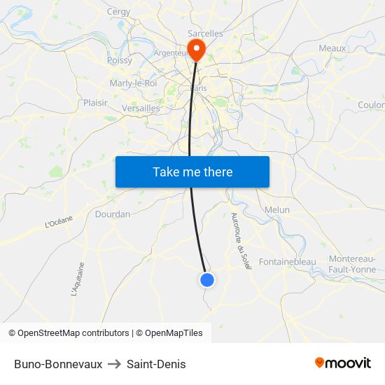 Buno-Bonnevaux to Saint-Denis map