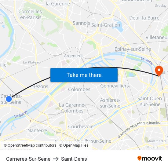 Carrieres-Sur-Seine to Saint-Denis map