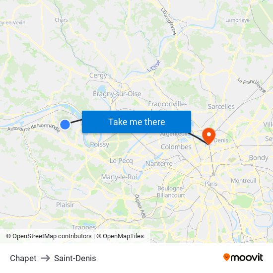 Chapet to Saint-Denis map