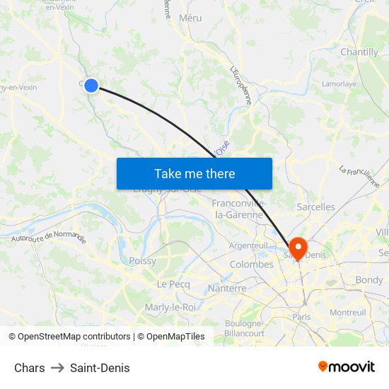Chars to Saint-Denis map