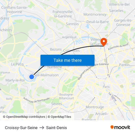 Croissy-Sur-Seine to Saint-Denis map