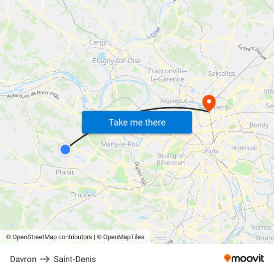 Davron to Saint-Denis map