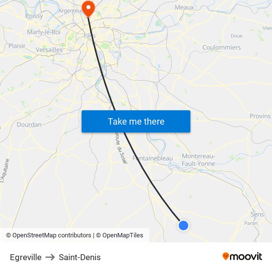 Egreville to Saint-Denis map