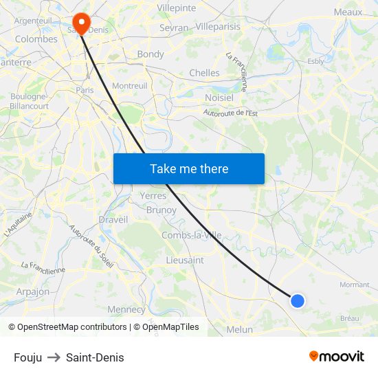 Fouju to Saint-Denis map