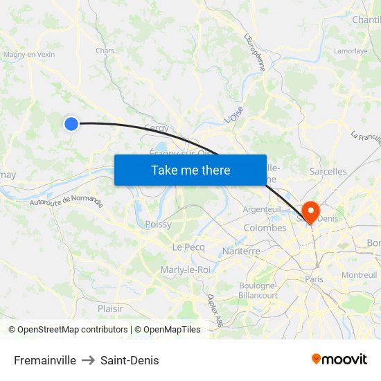 Fremainville to Saint-Denis map