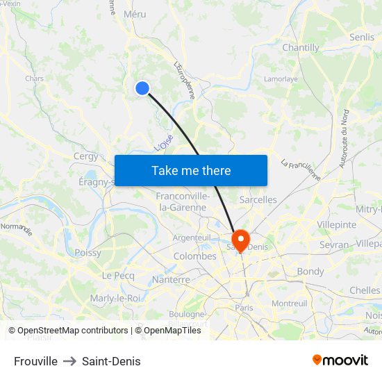 Frouville to Saint-Denis map