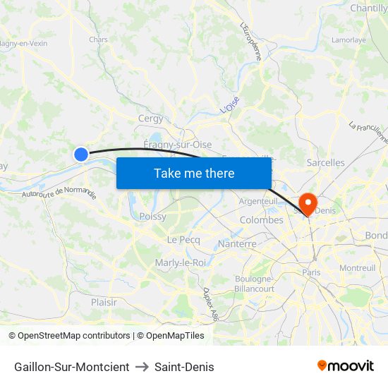 Gaillon-Sur-Montcient to Saint-Denis map