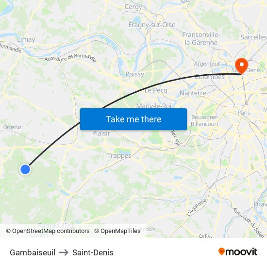 Gambaiseuil to Saint-Denis map