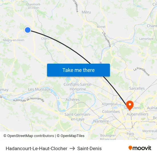 Hadancourt-Le-Haut-Clocher to Saint-Denis map