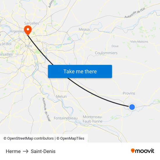 Herme to Saint-Denis map