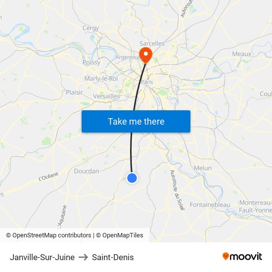 Janville-Sur-Juine to Saint-Denis map