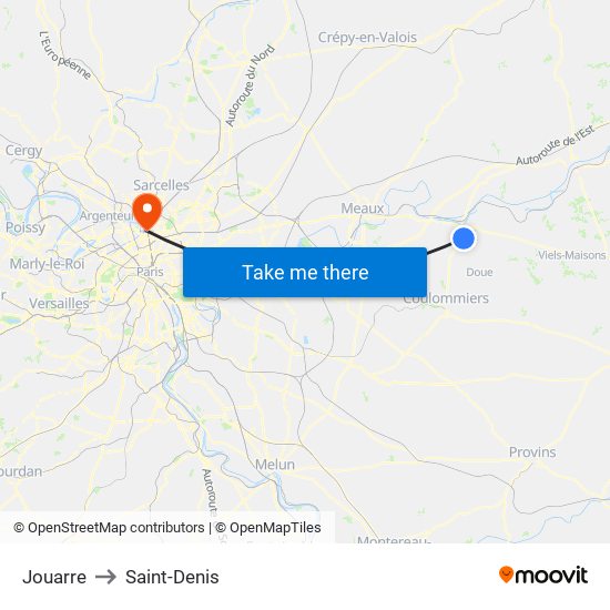 Jouarre to Saint-Denis map