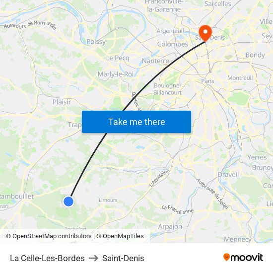 La Celle-Les-Bordes to Saint-Denis map