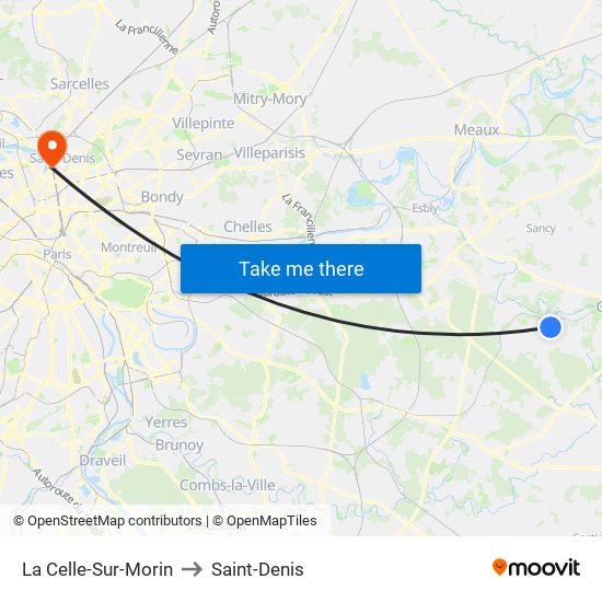La Celle-Sur-Morin to Saint-Denis map