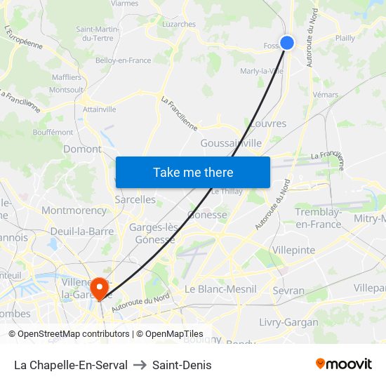 La Chapelle-En-Serval to Saint-Denis map