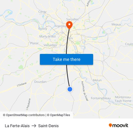 La Ferte-Alais to Saint-Denis map