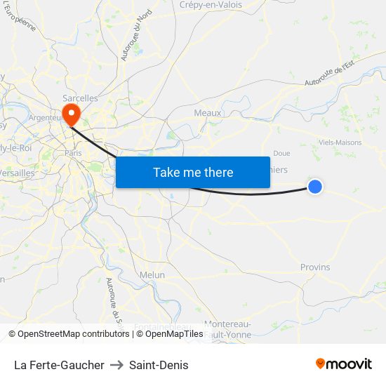 La Ferte-Gaucher to Saint-Denis map
