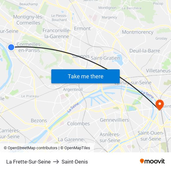 La Frette-Sur-Seine to Saint-Denis map