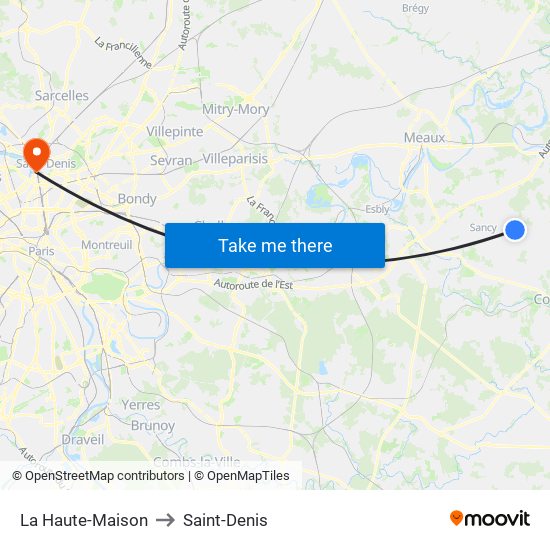 La Haute-Maison to Saint-Denis map