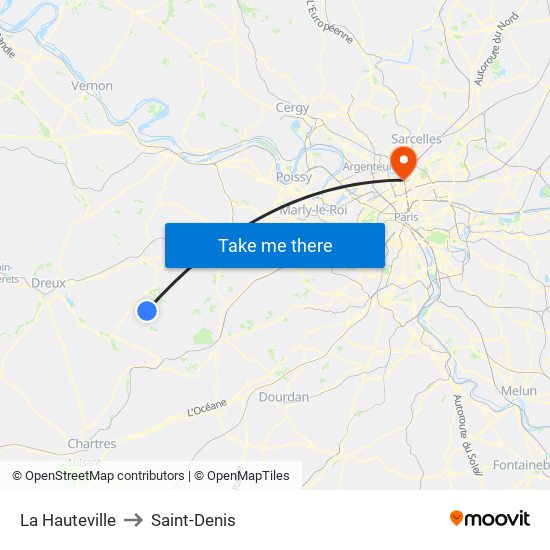La Hauteville to Saint-Denis map
