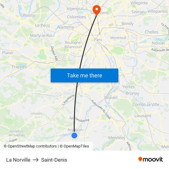 La Norville to Saint-Denis map