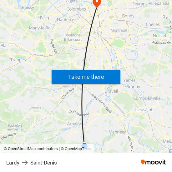Lardy to Saint-Denis map
