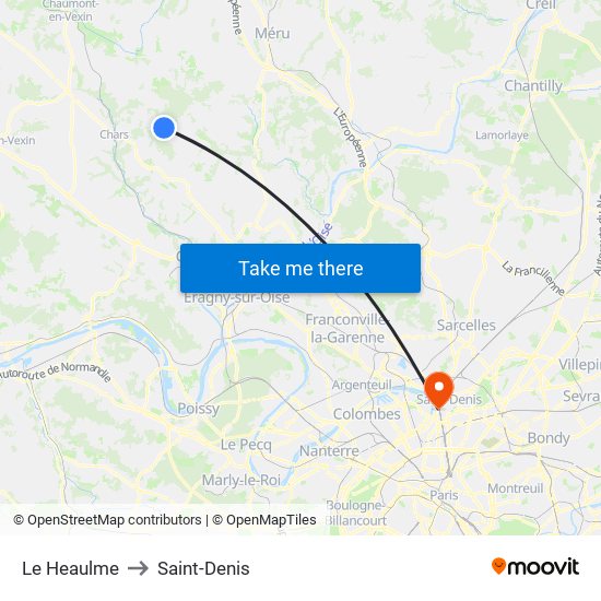 Le Heaulme to Saint-Denis map