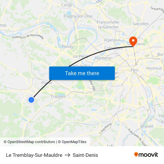 Le Tremblay-Sur-Mauldre to Saint-Denis map