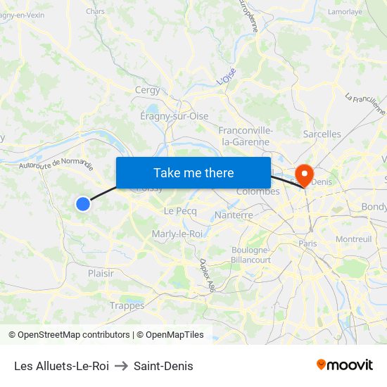 Les Alluets-Le-Roi to Saint-Denis map