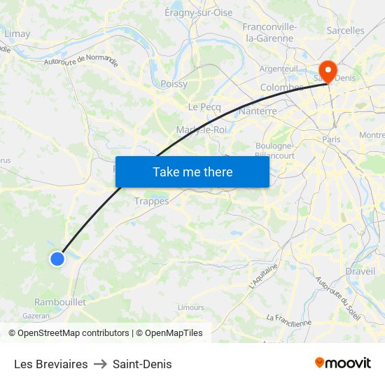 Les Breviaires to Saint-Denis map