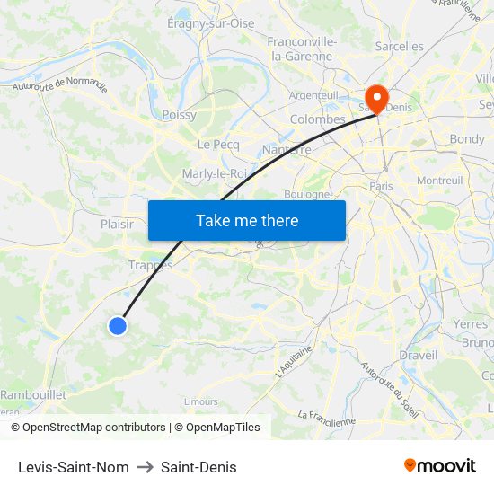 Levis-Saint-Nom to Saint-Denis map